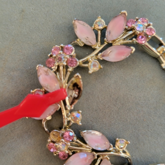Pink & Silver Metal Bracelet ~ Pretty! *Missing a Stone* ~ GUC ~ Vintage? - Picture 14 of 15